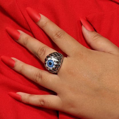 Evil Eye Ring for Men, Eye of Dragon Ring, Magical Ring, Fang Ring, Gothic Energy Ring, Handmade Adjustable Ring, Halloween Special Jewelry