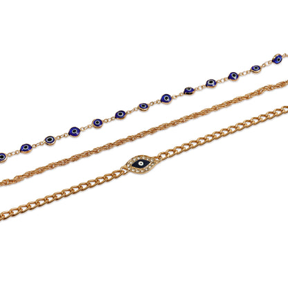 Layerd Evil Eye Necklace Set, 3 Layer Protection Pendant, 18 Inch choker necklace, Layer Necklace for Women, Evil Eye Protection Charm