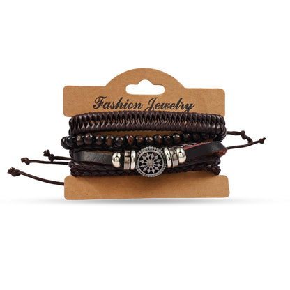 Men’s Brown Multi-Layer Leather Bracelet | Beaded Wrap Bracelet for Men | Vintage Brown Bracelet | Boho Layered Bracelet | Gift for Him