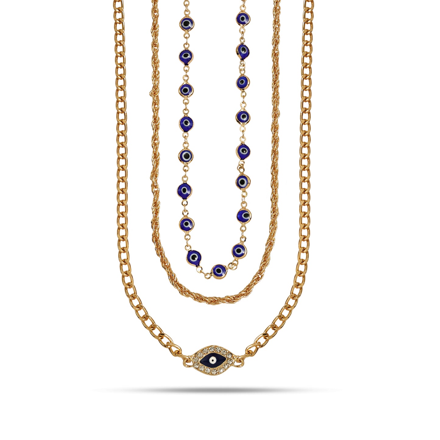 Layerd Evil Eye Necklace Set, 3 Layer Protection Pendant, 18 Inch choker necklace, Layer Necklace for Women, Evil Eye Protection Charm