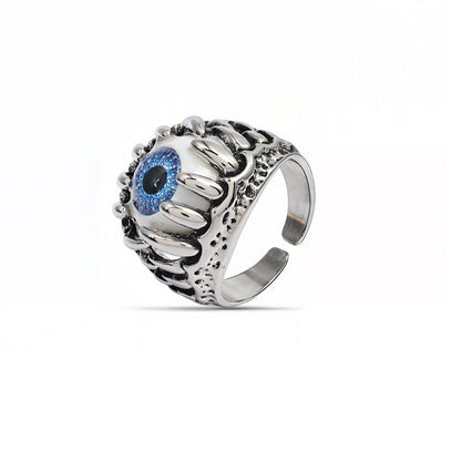 Evil Eye Ring for Men, Eye of Dragon Ring, Magical Ring, Fang Ring, Gothic Energy Ring, Handmade Adjustable Ring, Halloween Special Jewelry