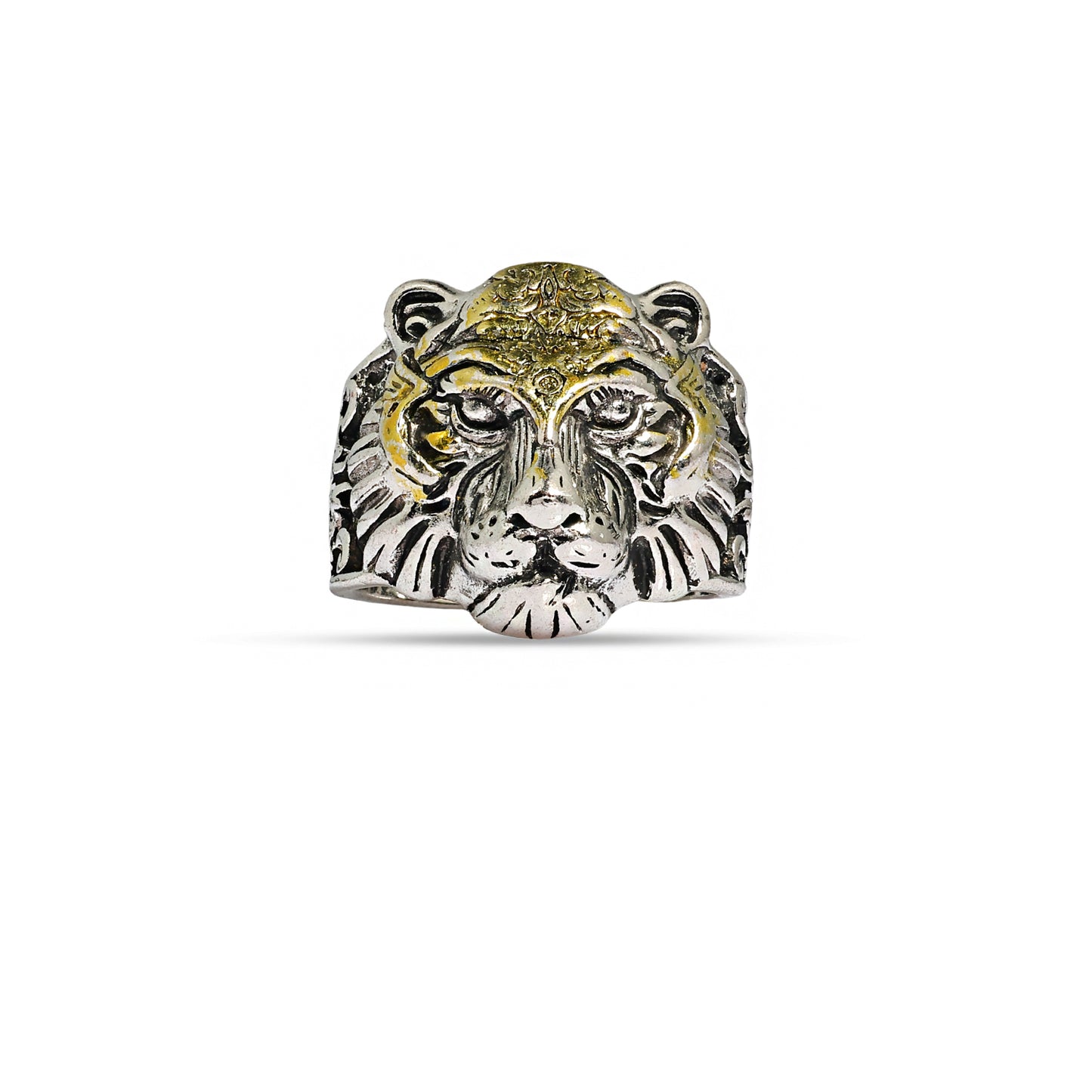 Men's Tiger Head Open Ring, Handmade Silver Tiger Ring, Oxidized Tiger Ring, Gothic Animal Ring, Statement Ring, Lion Head Unisex Ring