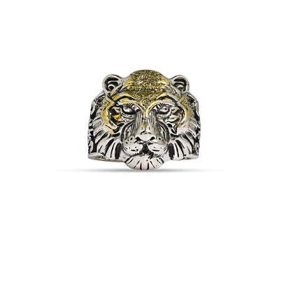 Men's Tiger Head Open Ring, Handmade Silver Tiger Ring, Oxidized Tiger Ring, Gothic Animal Ring, Statement Ring, Lion Head Unisex Ring