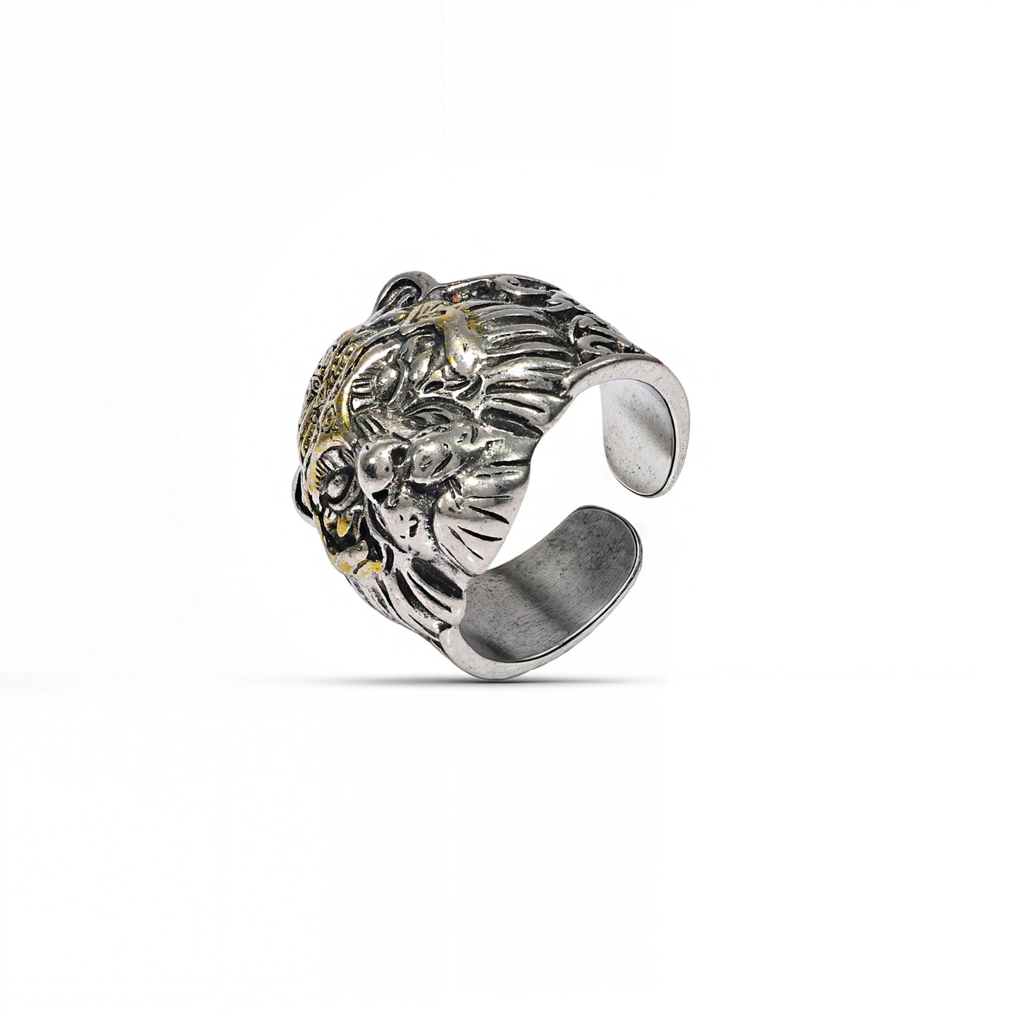 Men's Tiger Head Open Ring, Handmade Silver Tiger Ring, Oxidized Tiger Ring, Gothic Animal Ring, Statement Ring, Lion Head Unisex Ring