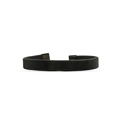 Men's Black Leather Cuff Bracelet | Adjustable Open Cuff Men's Bangle | Modern Men's Jewelry | Jewelry for Bikers | Gift for Him & Her