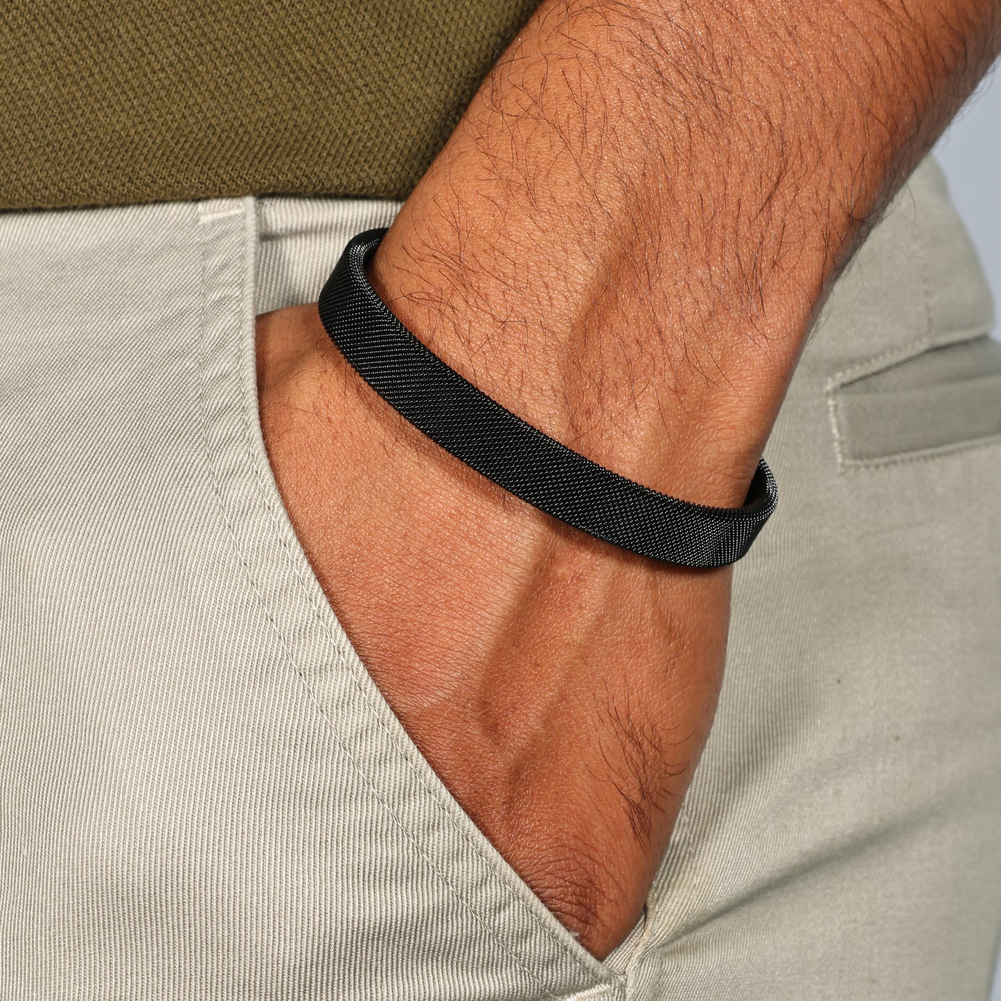 Men's Black Leather Cuff Bracelet | Adjustable Open Cuff Men's Bangle | Modern Men's Jewelry | Jewelry for Bikers | Gift for Him & Her
