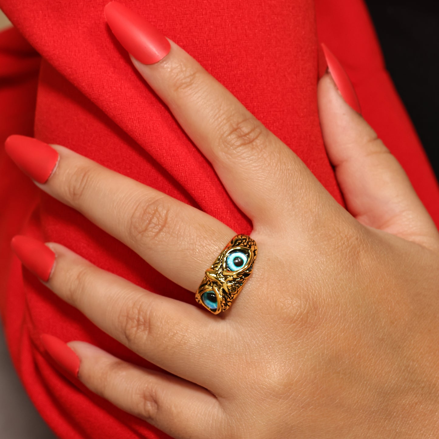 Owl Ring, Fengshui Owl Protection Ring Amulet, Unisex Demon Eye Owl Ring, Woodland Animal Jewelry, Gothic Owl Eyes Adjustable Wisdom Ring