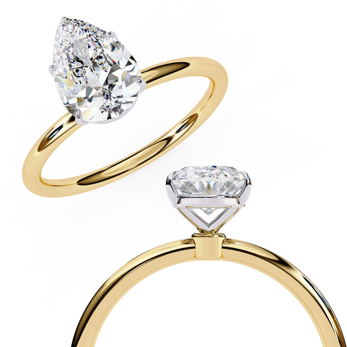 0.89 Carat Pear Cut Solitaire Diamond Minimalist Engagement Ring