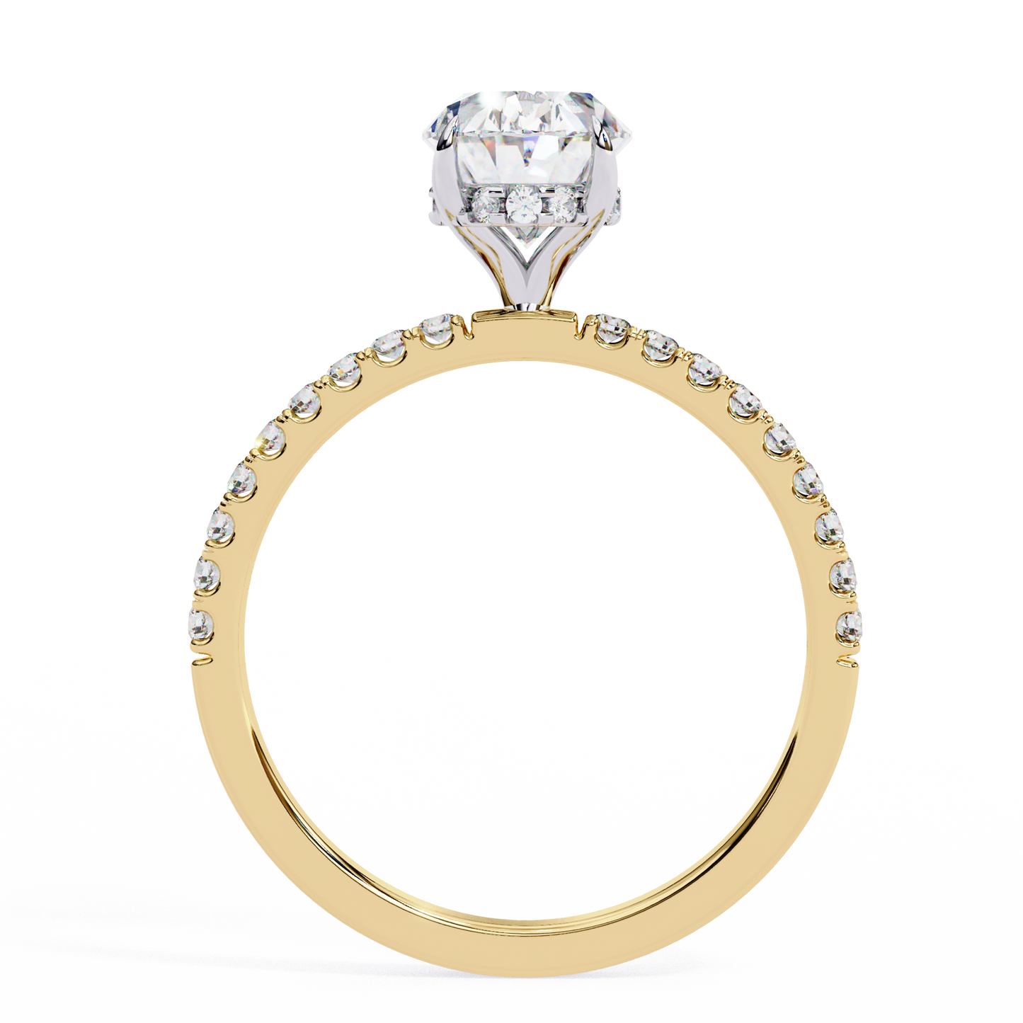 1.44 Carat Oval Diamond Minimalist Pave Engagement Ring with Hidden Halo
