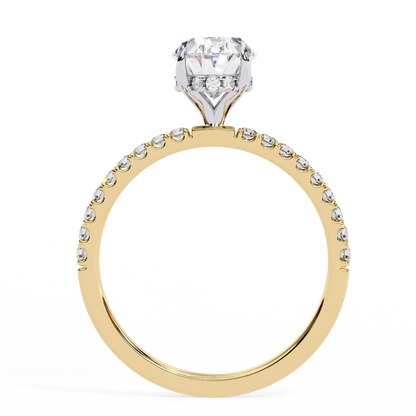 1.44 Carat Oval Diamond Minimalist Pave Engagement Ring with Hidden Halo