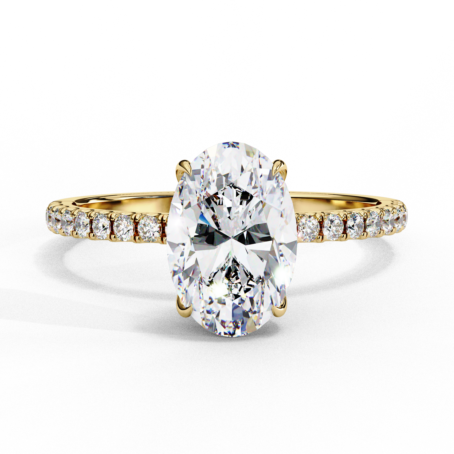 1.44 Carat Oval Diamond Minimalist Pave Engagement Ring with Hidden Halo