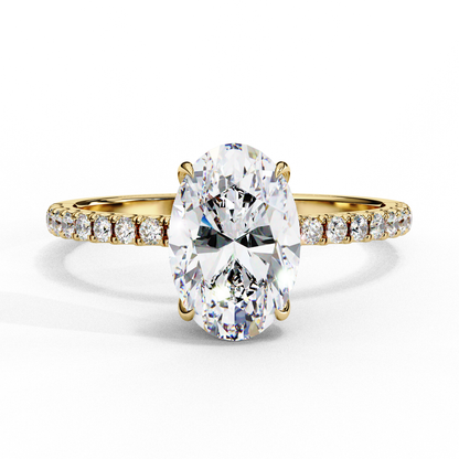 1.44 Carat Oval Diamond Minimalist Pave Engagement Ring with Hidden Halo