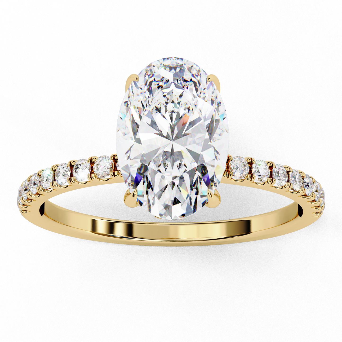 1.44 Carat Oval Diamond Minimalist Pave Engagement Ring with Hidden Halo