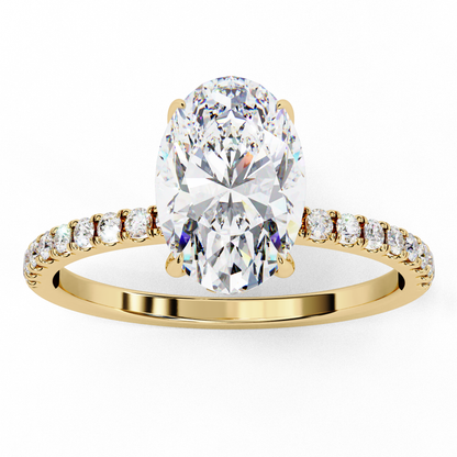 1.44 Carat Oval Diamond Minimalist Pave Engagement Ring with Hidden Halo
