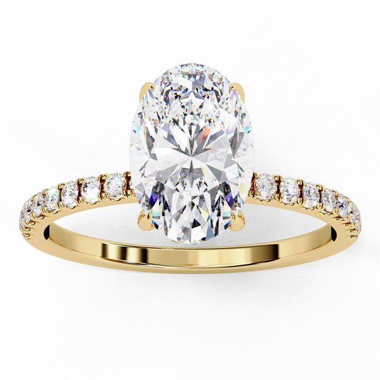 1.44 Carat Oval Diamond Minimalist Pave Engagement Ring with Hidden Halo