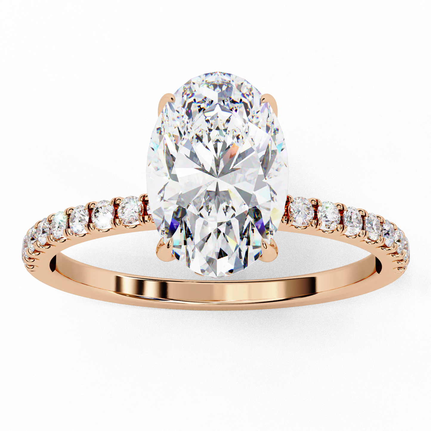 1.44 Carat Oval Diamond Minimalist Pave Engagement Ring with Hidden Halo
