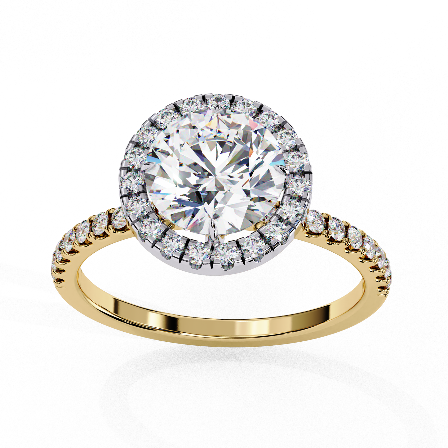 1.87 Carat Classic Round Diamond Halo Engagement Ring