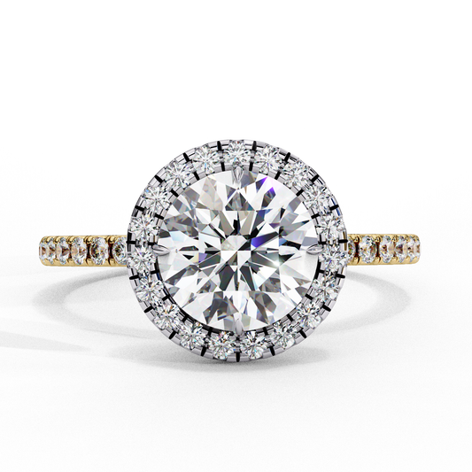 1.87 Carat Classic Round Diamond Halo Engagement Ring