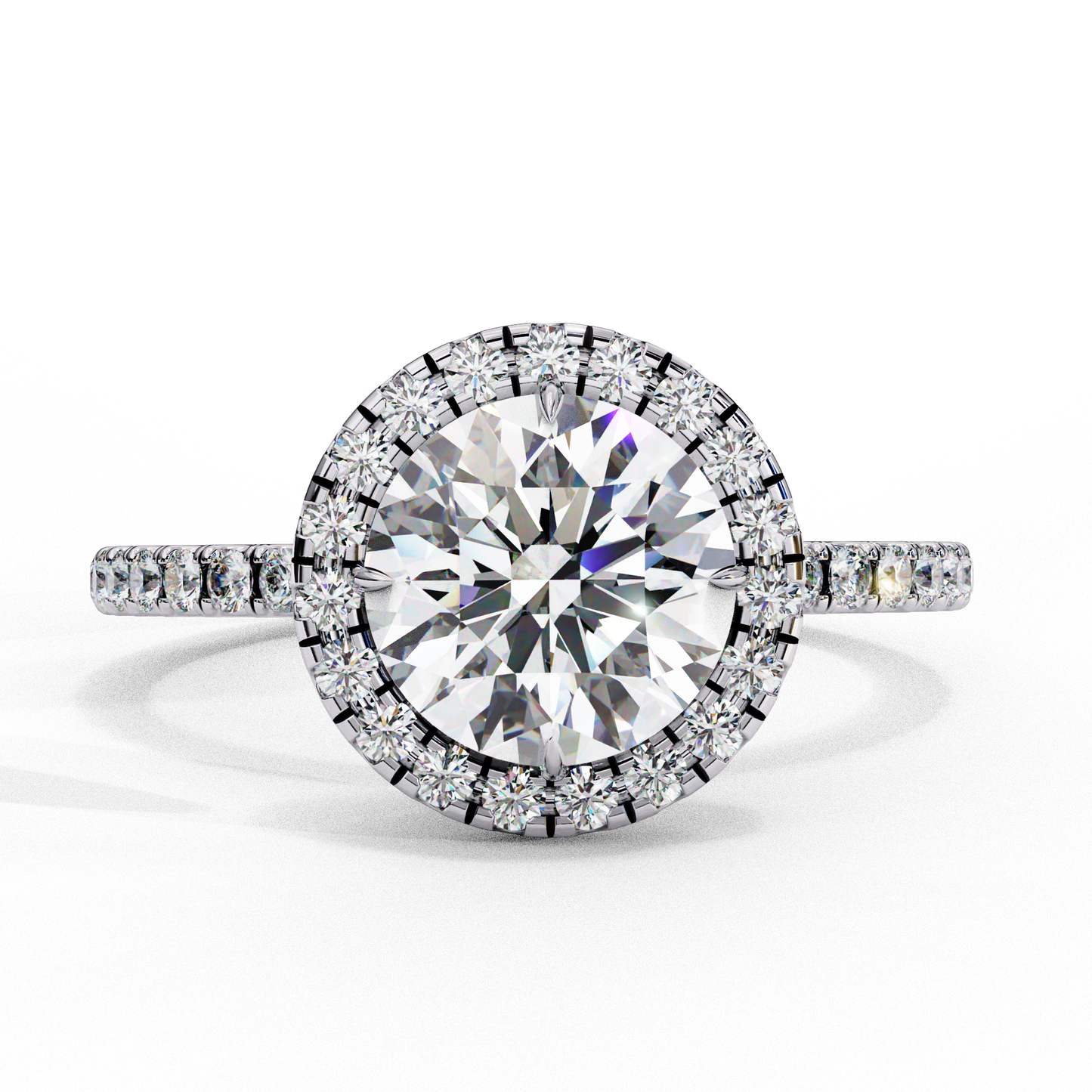 1.87 Carat Classic Round Diamond Halo Engagement Ring