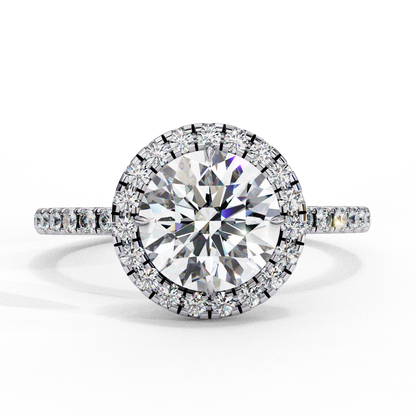 1.87 Carat Classic Round Diamond Halo Engagement Ring
