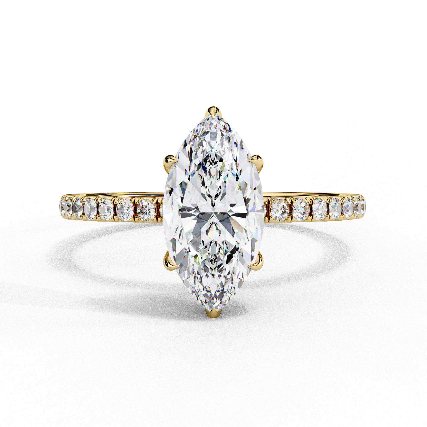 1.72 Carat Marquise Lab grown Diamond Pave Wedding Ring with Hidden Halo