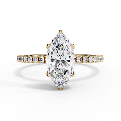 1.72 Carat Marquise Lab grown Diamond Pave Wedding Ring with Hidden Halo