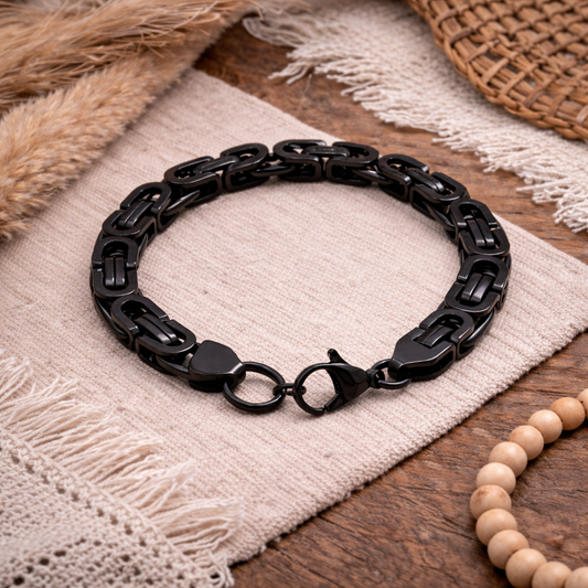 8mm Thick ion-plated Stainless Steel Byzantine Link Bracelet, Stylish Water Resistant Long Durable Bracelet for Men & Women, 7 inch Bracelet