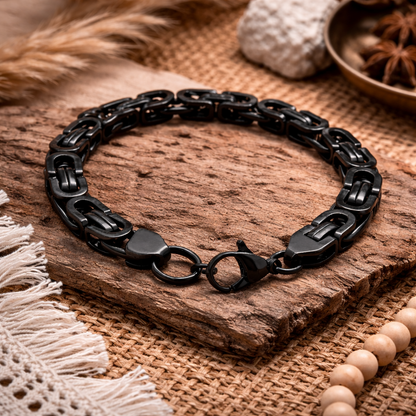 8mm Thick ion-plated Stainless Steel Byzantine Link Bracelet, Stylish Water Resistant Long Durable Bracelet for Men & Women, 7 inch Bracelet