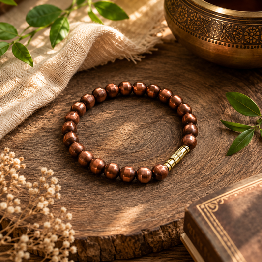100% Pure Copper Bead Bracelet - Healing & Protection Bracelet - Solid Round Copper Beads Stretchable Beaded Bracelet - Unisex Bracelet