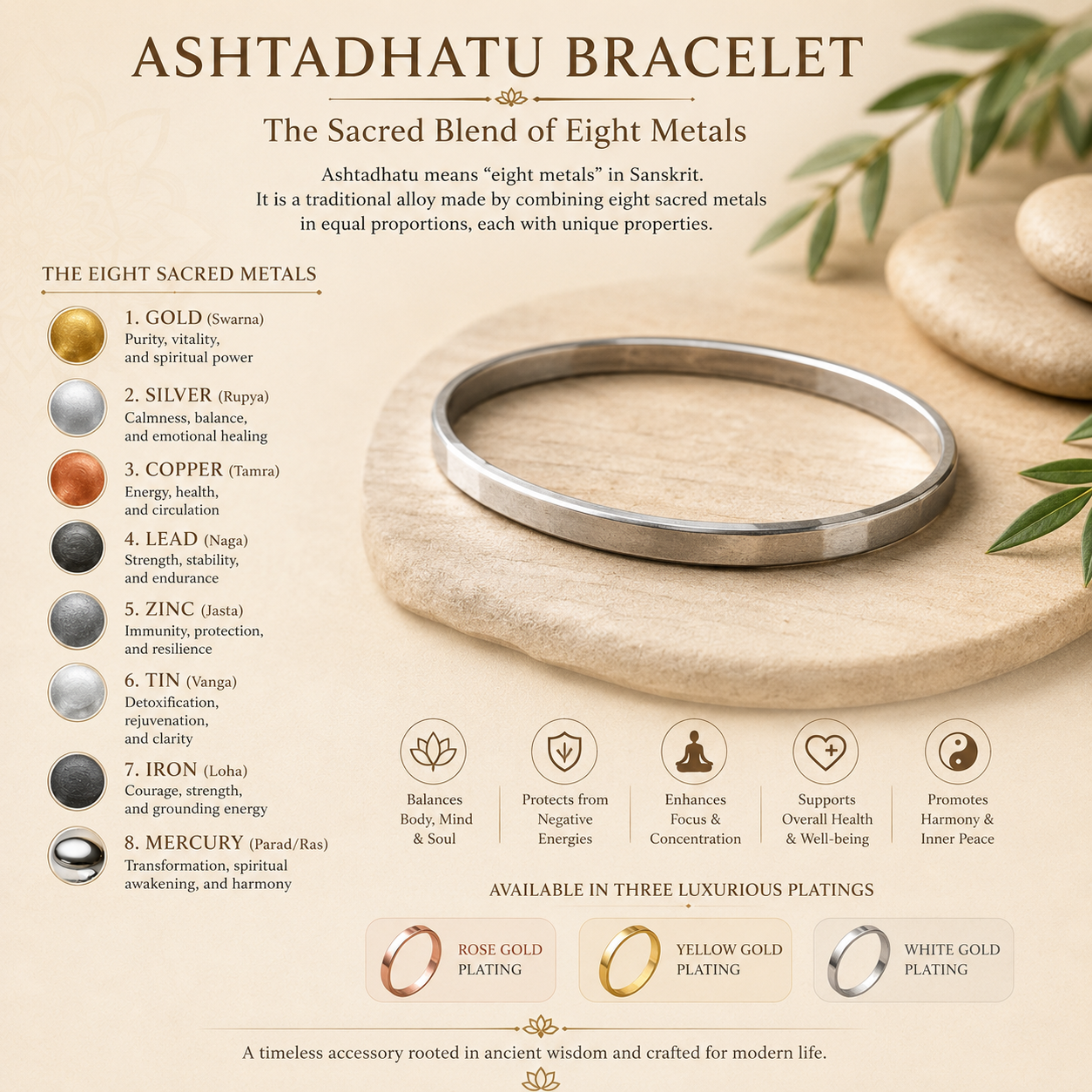 Eight Metal Ashadhatu Bangle Bracelet, Punjabi Sikh Kada for Men & Women, Vintage Minimal Design Silver Bracelet, Simple Flat Bangle Kada
