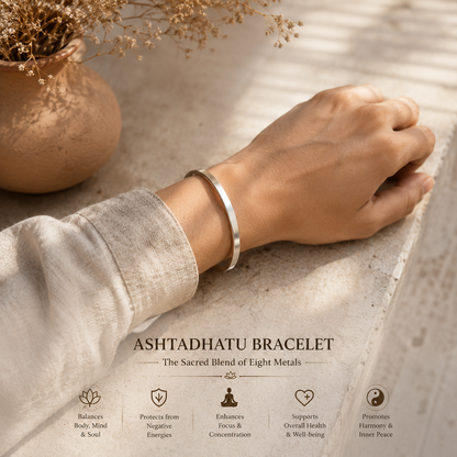 Eight Metal Ashadhatu Bangle Bracelet, Punjabi Sikh Kada for Men & Women, Vintage Minimal Design Silver Bracelet, Simple Flat Bangle Kada
