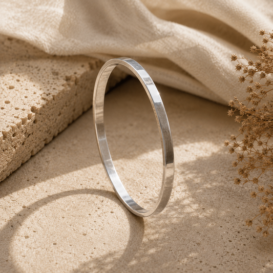 Eight Metal Ashadhatu Bangle Bracelet, Punjabi Sikh Kada for Men & Women, Vintage Minimal Design Silver Bracelet, Simple Flat Bangle Kada