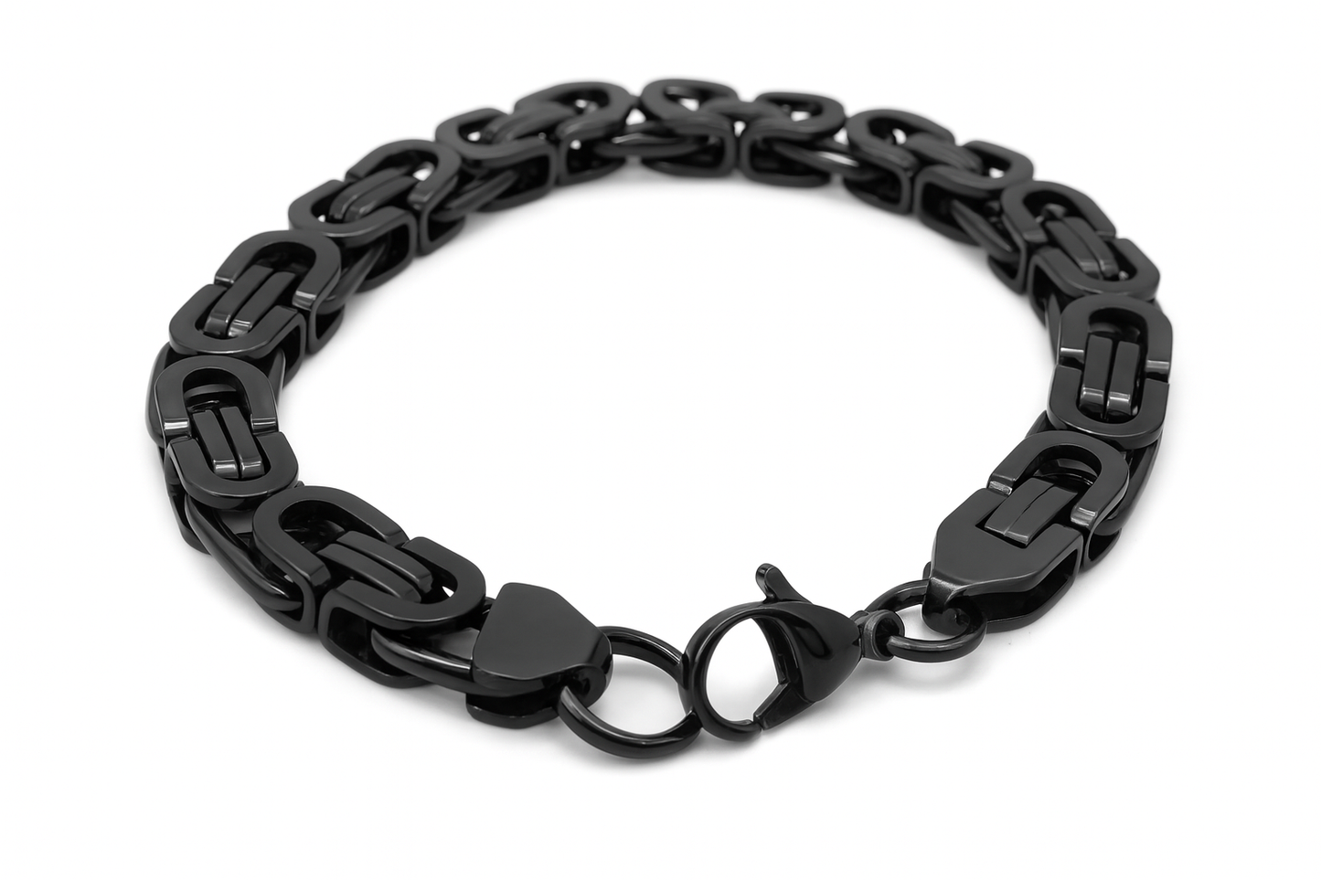 8mm Thick ion-plated Stainless Steel Byzantine Link Bracelet, Stylish Water Resistant Long Durable Bracelet for Men & Women, 7 inch Bracelet
