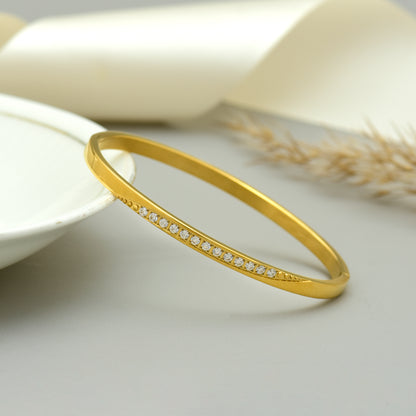 Women Stone Studded Cuff Bracelet, 2.5 Inch Bracelet for Women, Anti Tarmish Stainless Steel Bangle Bracelet, Gift for Her