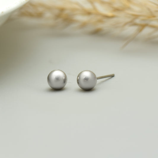 Silver Grey Pearl Studs - Ball Studs Earrings - Bridesmaid Jewelry - Everyday Tiny Stud Earrings - Gift for Her