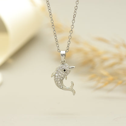 Dolphin pendant necklace, Dolphin Shaped Pendant With Adjustable Chain, Mini Dolphin Charm Pendant, Ocean Necklace, Marine Life Necklace