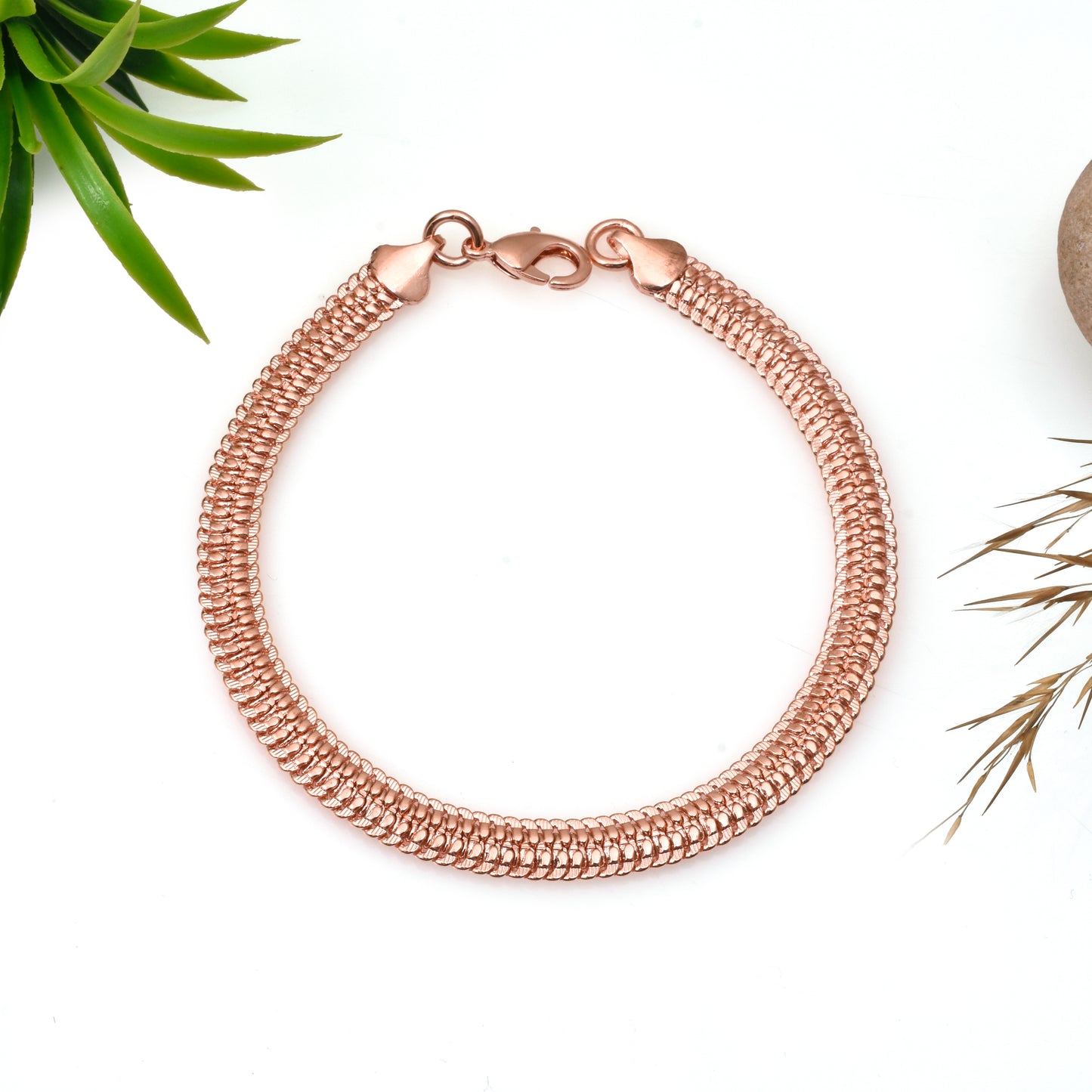 Gold Trove Pure Copper Woven Mesh Bracelet for Men & Women | Handmade Chain Jewelry