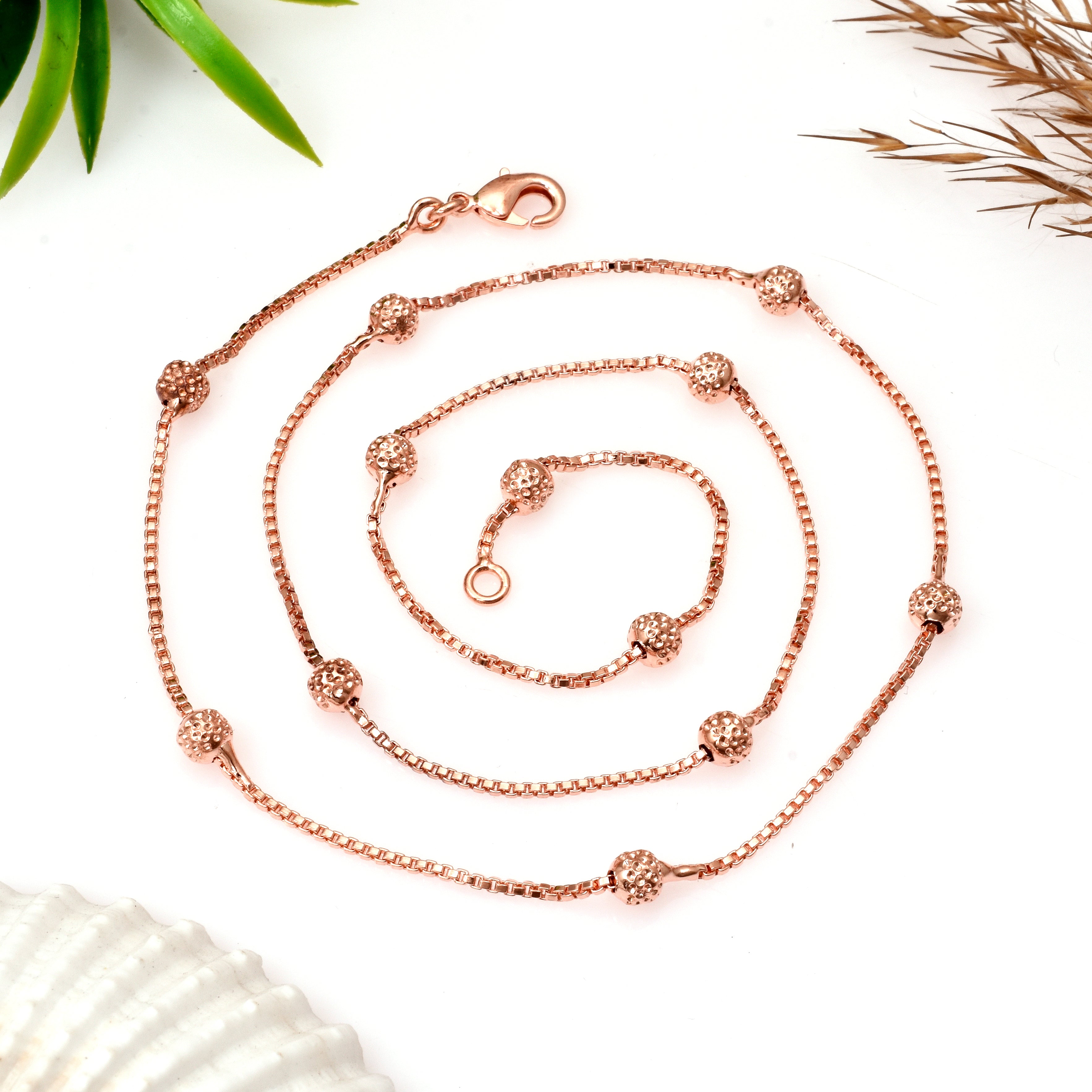 Rose Gold Plated Copper Chain, Solderd Ball Chain, Ball Beads Chain Necklace, Handmade Copper Chain Pendant, 14' - 28' Inch Chain Necklace