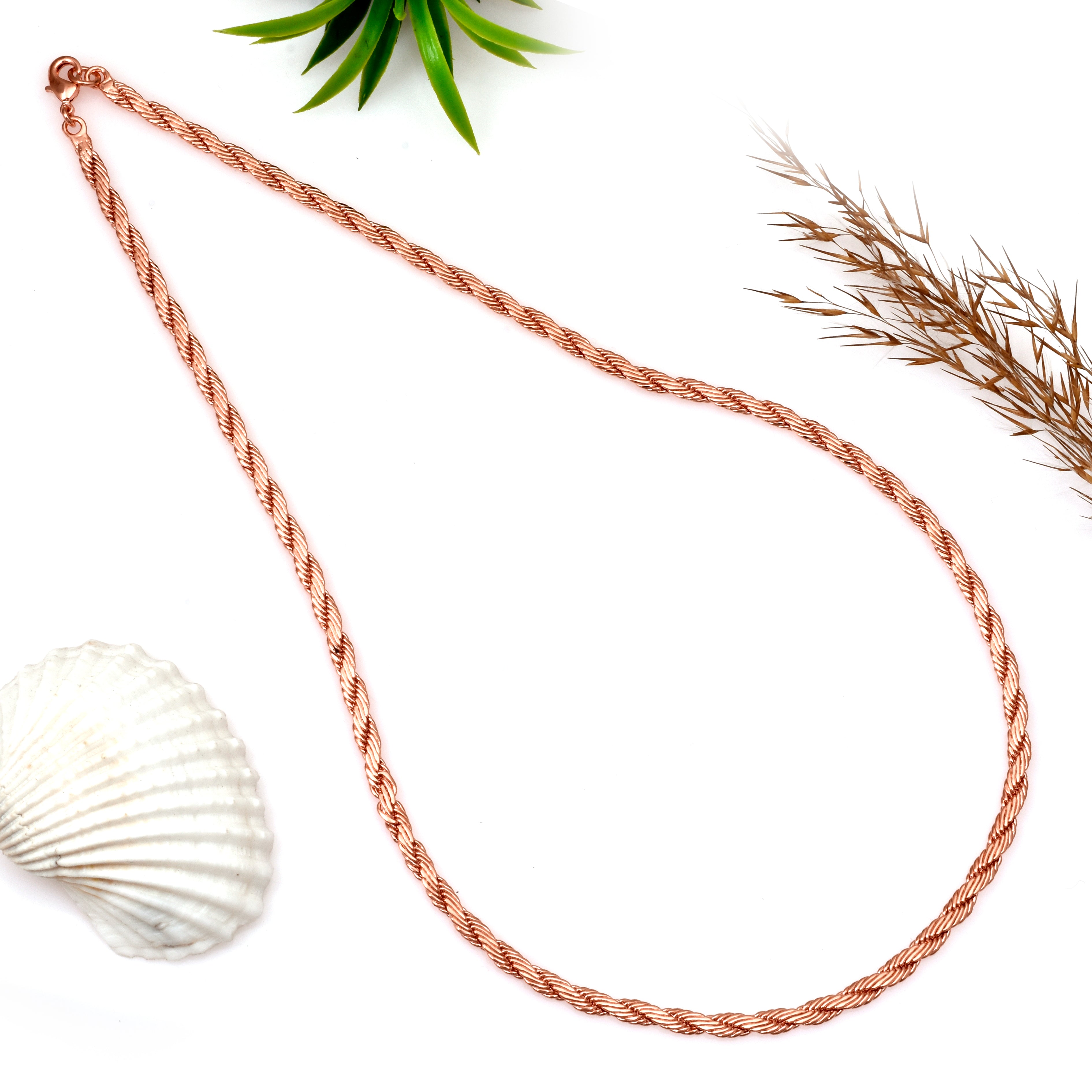 100% Oxidized Copper Wheat Chain Necklace – Pure Solid Copper Chain for Men & Women – 2.5mm Viking Jewelry – Eco-Friendly Pendant Chain