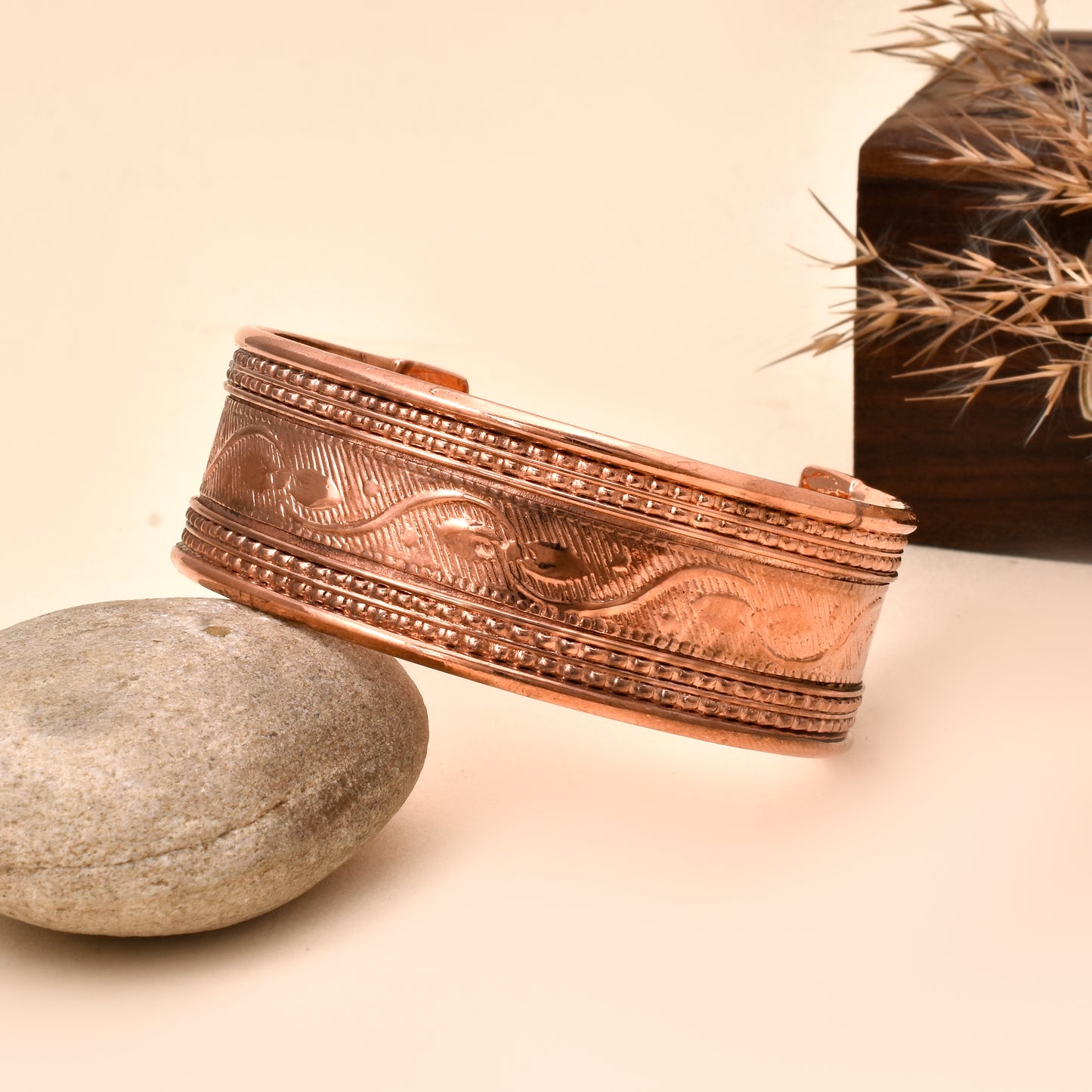 Handmade Copper Cuff Bracelet: Men & Women Healing Bracelet - Adjustable Open Cuff Bangle for Her - Unisex Bangle Bracelet