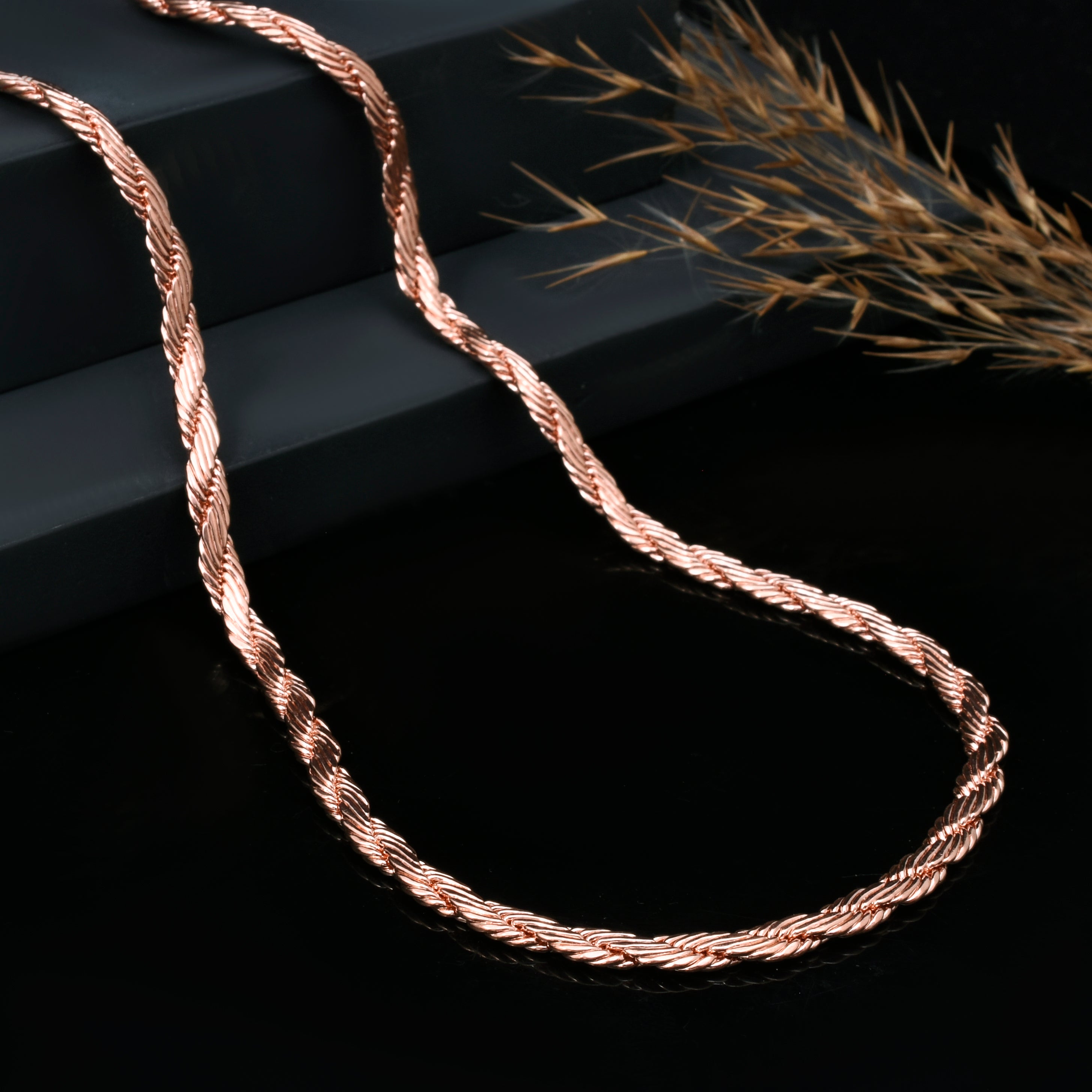 100% Oxidized Copper Wheat Chain Necklace – Pure Solid Copper Chain for Men & Women – 2.5mm Viking Jewelry – Eco-Friendly Pendant Chain
