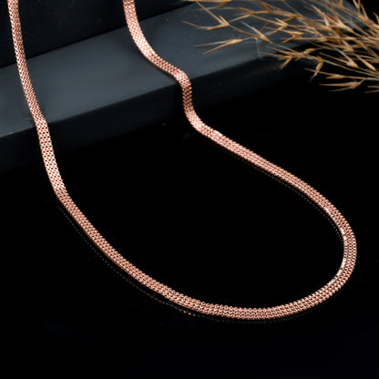 Pure Copper Flat Mesh Chain Necklace for Men & Women | Handmade Copper Jewelry | Rose Gold Finish | Everyday Wellness Necklace