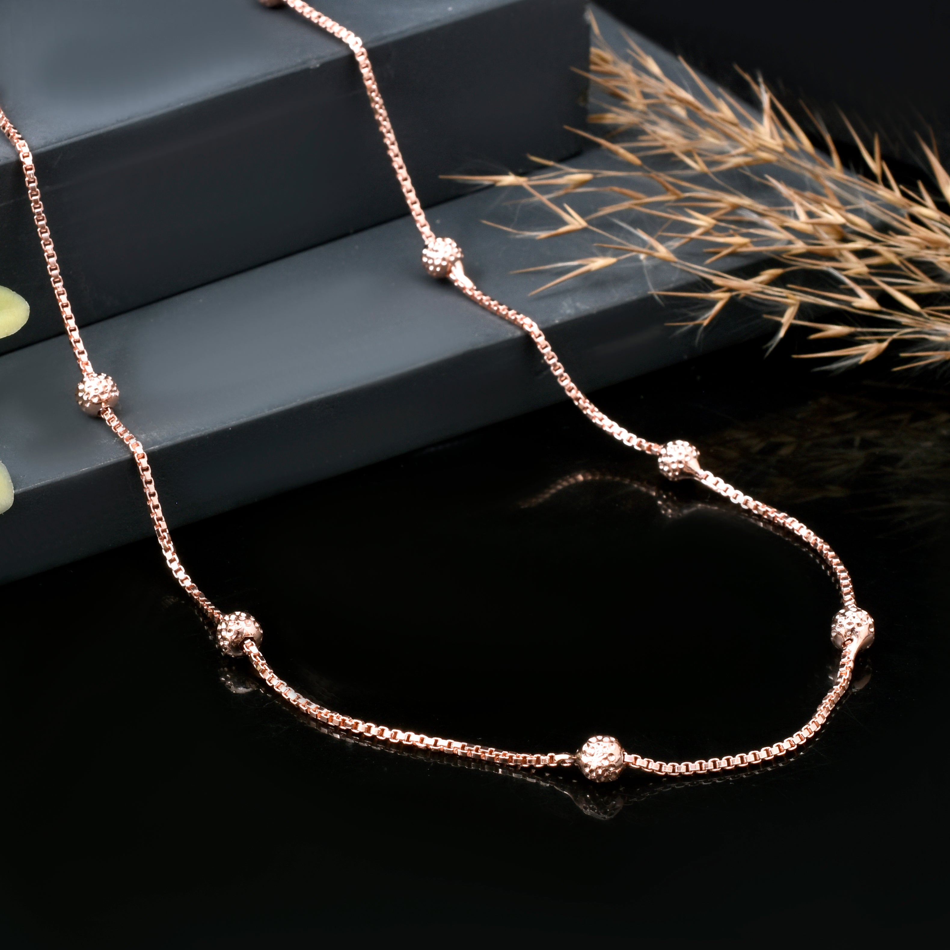 Rose Gold Plated Copper Chain, Solderd Ball Chain, Ball Beads Chain Necklace, Handmade Copper Chain Pendant, 14' - 28' Inch Chain Necklace
