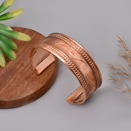 Handmade Copper Cuff Bracelet: Men & Women Healing Bracelet - Adjustable Open Cuff Bangle for Her - Unisex Bangle Bracelet