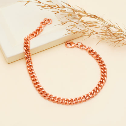 Pure Copper Cuban Link Bracelet for Men & Women - Solid Copper Healing Chain Bracelet, 6 to 9 Inch Curb Chain Bracelet - Gift for Him or Her