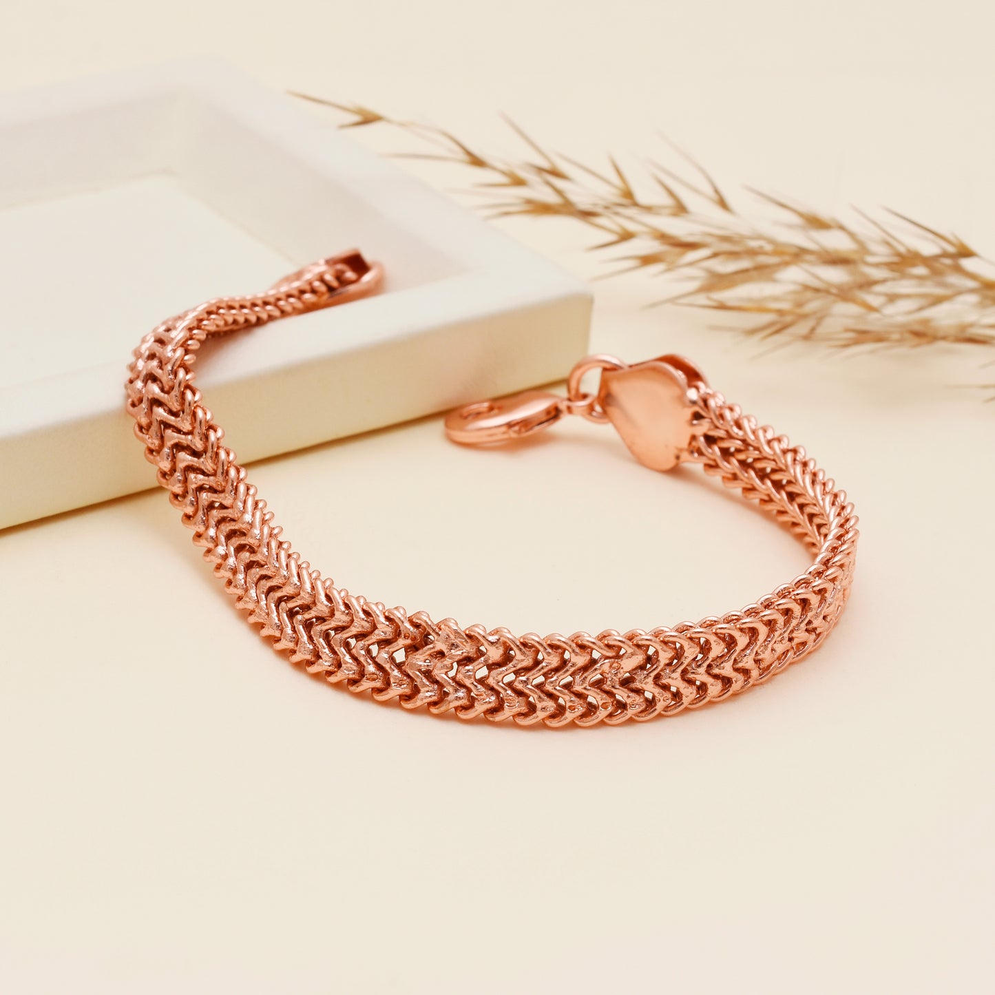 Copper Woven Chain Bracelet for Men & Women – Braided Copper Bracelet | Lobster Clasp Jewelry Gift – 6 to 9 Inch Handmade Bracelet