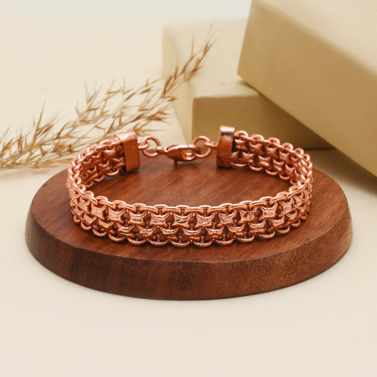 Genuine Copper Wrist Bracelet, Thick Copper Link Bracelet for Men & Women, 100% Copper Healing Bracelet, Handmade Copper Beaded Bracelet
