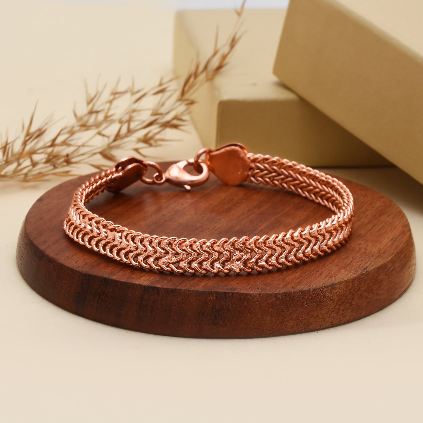 Copper Woven Chain Bracelet for Men & Women – Braided Copper Bracelet | Lobster Clasp Jewelry Gift – 6 to 9 Inch Handmade Bracelet