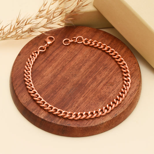 Pure Copper Cuban Link Bracelet for Men & Women - Solid Copper Healing Chain Bracelet, 6 to 9 Inch Curb Chain Bracelet - Gift for Him or Her