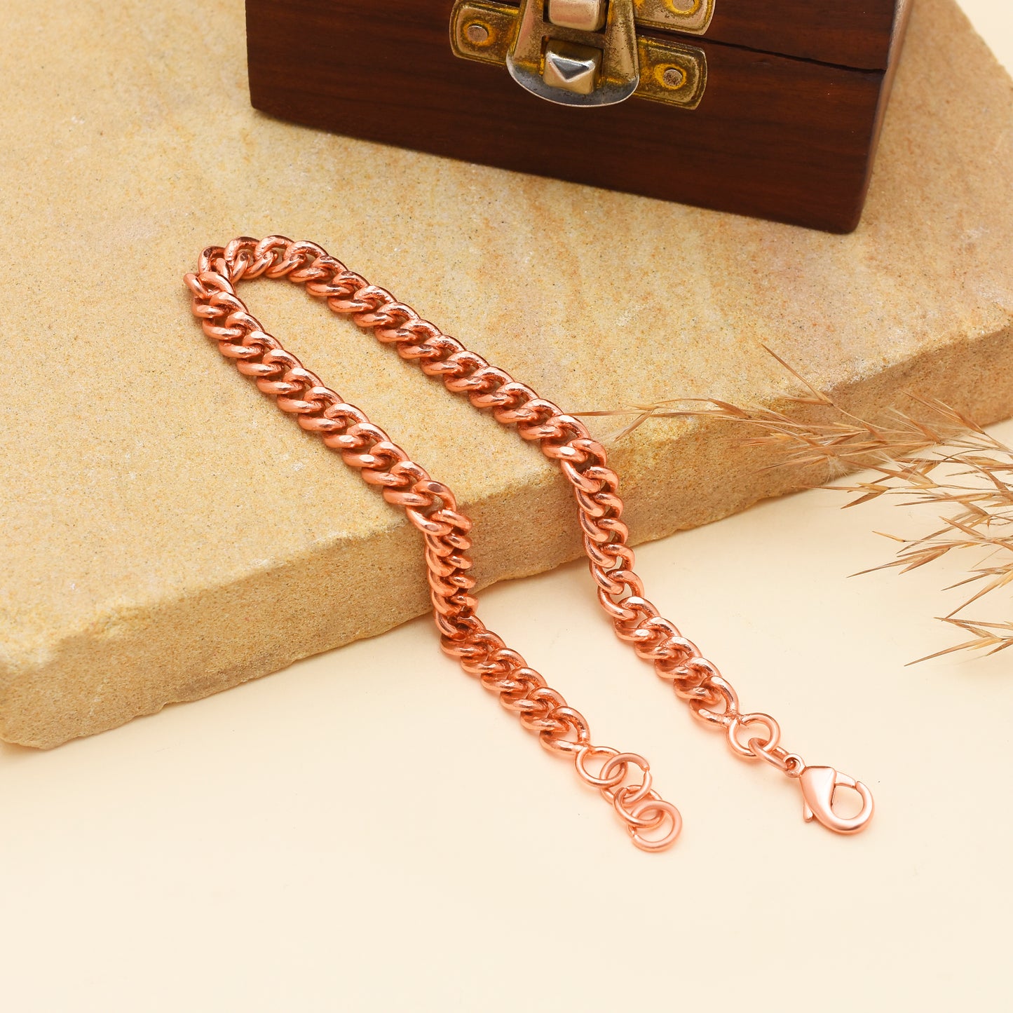 Pure Copper Cuban Link Bracelet for Men & Women - Solid Copper Healing Chain Bracelet, 6 to 9 Inch Curb Chain Bracelet - Gift for Him or Her